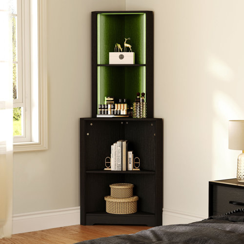 Wade Logan® Badina Modern Display Corner Bookcase with Colorful LED